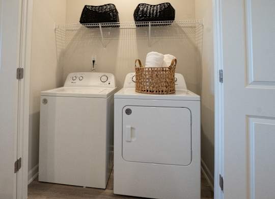 Full size washer and dryer in every home.