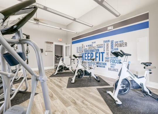 Stationary bikes in fitness center