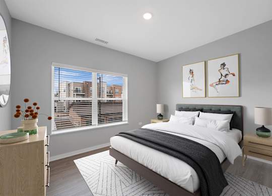 Bright Apartment Bedroom at Lincoln Station Rowhomes