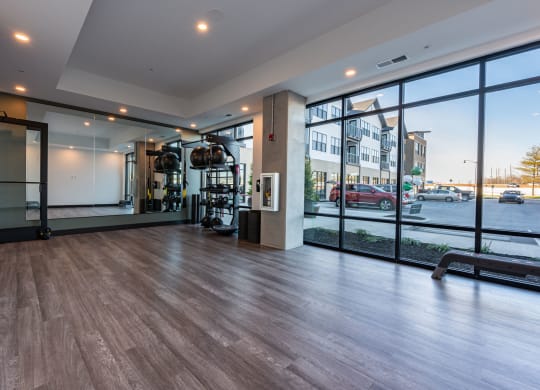 Yoga Studio in Fitness Center with Natural Light
