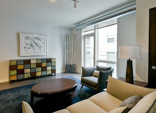 Living room of 16Twenty with a balcony
