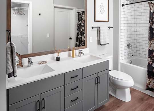 Well lit bathroom  at Harper Apartments in St Paul, MN