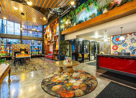 the lobby or reception area and residences