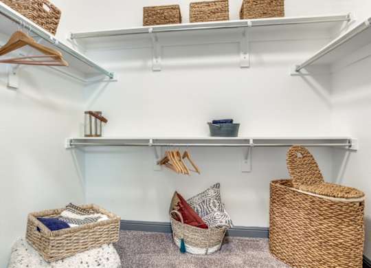 Spacious walk-in closet at Twin Creeks Crossing, apartments for rent in Allen, TX