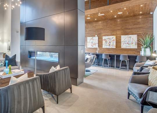 Comfortable clubhouse seating area at Twin Creeks Crossing, Allen, TX apartments