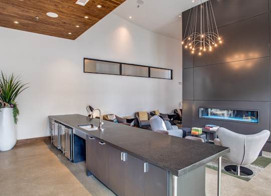 Modern resident lounge at Twin Creeks Crossing apartments in Allen, TX
