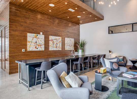 Clubhouse social area at Twin Creeks Crossing, Allen apartments for rent