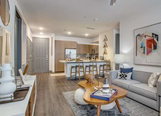 Spacious living room at Twin Creeks Crossing, apartments for rent in Allen