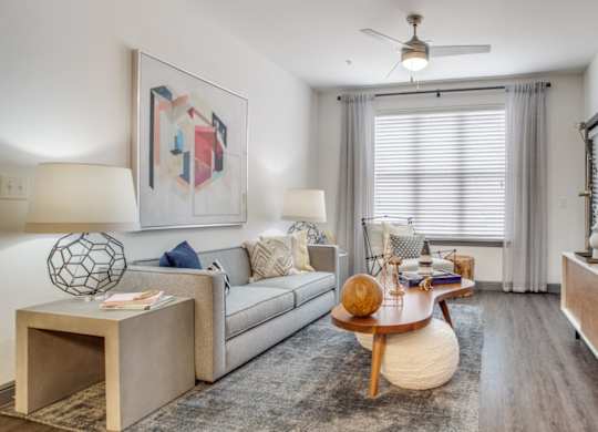 Comfortable apartment living room at Twin Creeks Crossing, Allen, TX apartments