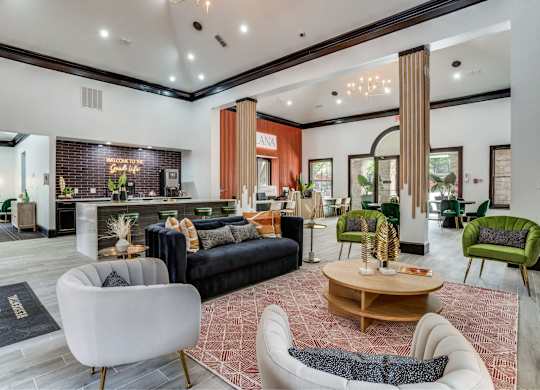 Resident lounge at The Lana, luxury apartments in North Dallas
