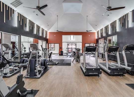 Resident fitness center at The Lana, apartments in North Dallas
