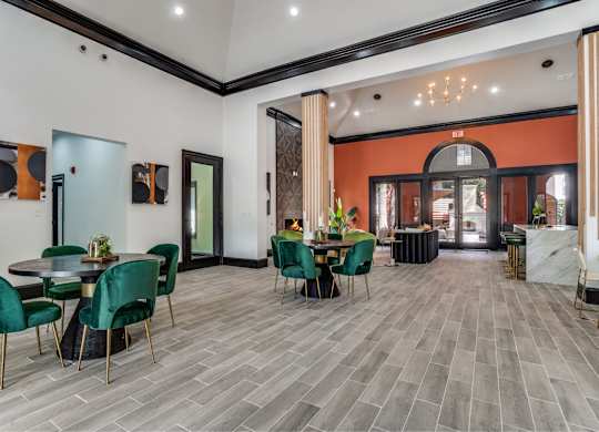 Resident clubhouse lounge at The Lana, Dallas apartments