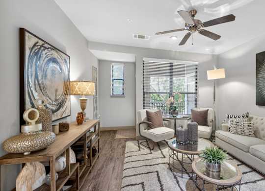 Apartment living area at The Carson at Twin Creeks, apartments for rent in Allen