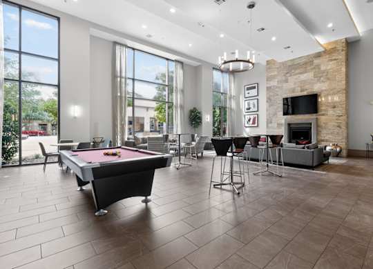 Billiard room at The Carson at Twin Creeks, apartments in Allen, TX