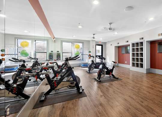 Cardio and workout area at The Carson at Twin Creeks, apartments in Allen