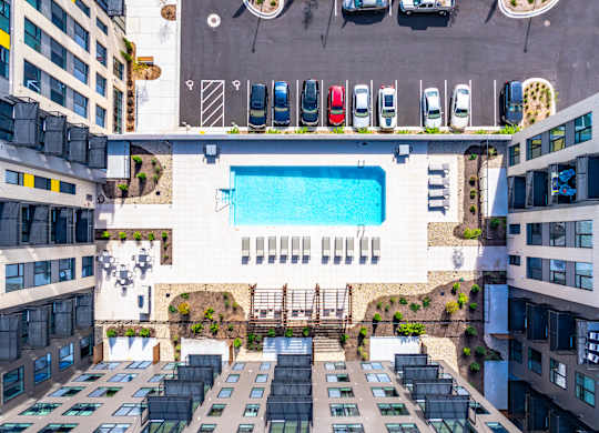 Rooftop pool and deck at The Revv West Allis, West Allis, WI