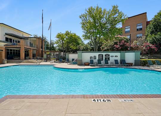 A swimming pool with a depth marker reading 4FT 6IN.