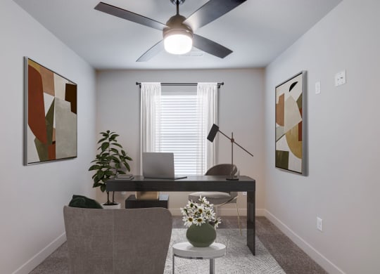 our townhomes offer bedrooms with ceiling fan