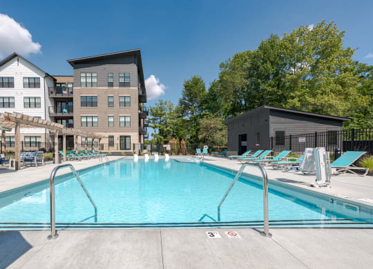 our apartments have a resort style pool with lounge chairs