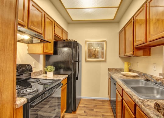 Kitchen with all appliances at the Atrium