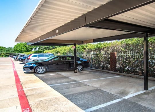 Lakewood on the Trail covered parking area Dallas Apartments