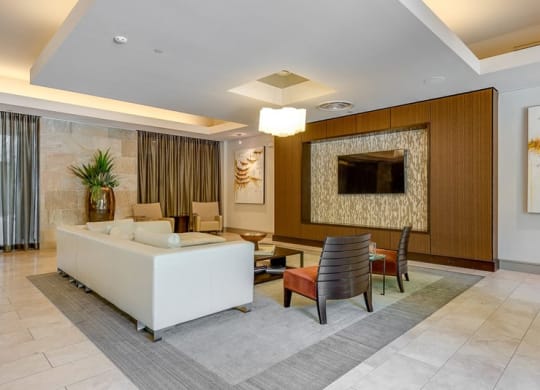 a living room with a couch and a table