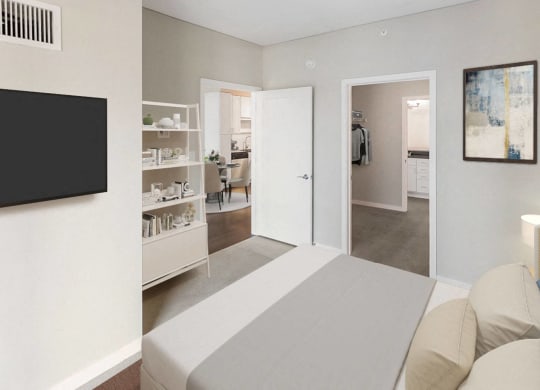 Nic on 5th Apartments in Minneapolis, Minnesota- large bedroom and walk in closet space with central air