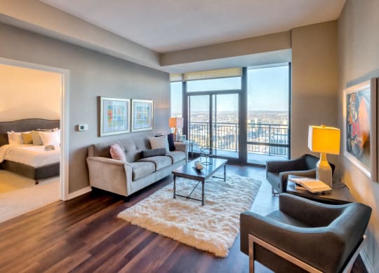 Nic on 5th Apartments in Minneapolis, Minnesota- Beautiful Downtown West Minneapolis city views from 1 bedroom floorplan