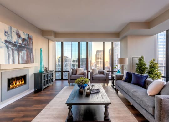 Nic on 5th Apartments in Minneapolis, Minnesota- The Elizabeth floorplan with wood floors and tall ceilings