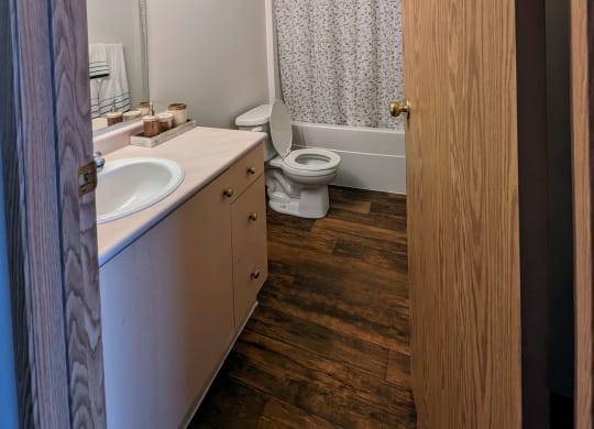 a bathroom with a toilet and a sink