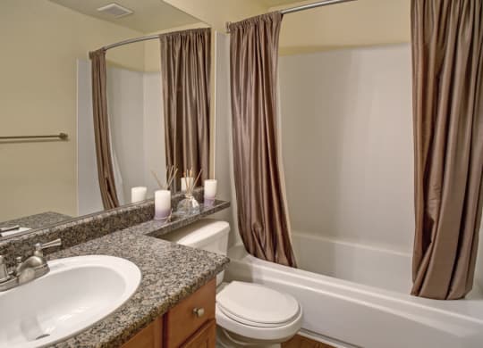a bathroom with a sink toilet and bathtub