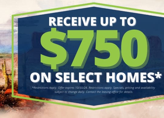 a sign that reads receive up to 50 on select homes