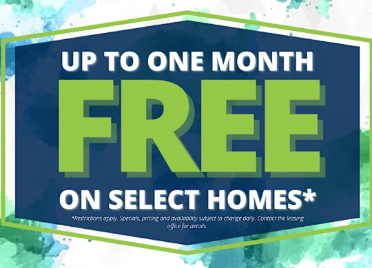 A promotional image advertising up to one month free on select homes.