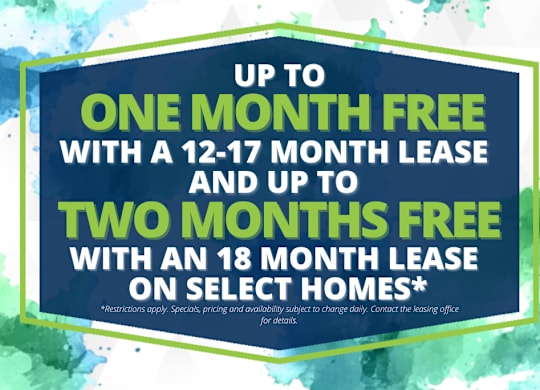 A promotional image offering free months with lease options.