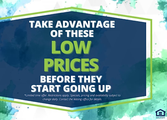 A promotional image encouraging viewers to take advantage of low prices before they increase.