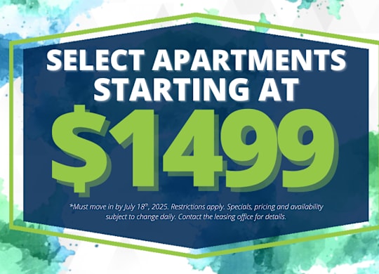 A sign advertising Select Apartments starting at $14.99.