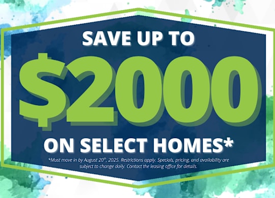 A promotional image advertising a $2000 saving on select homes.