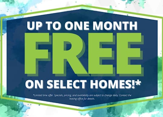 A promotional image advertising a free offer on select homes for up to one month.