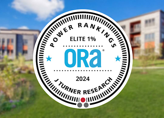 A badge with the text "POWER RANKINGS ELITE 1%" and "ORA 2024 J TURNER RESEARCH" on it.