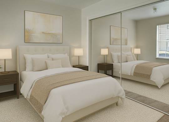 Two beds with white bedspreads and beige blankets in a room with a painting on the wall.