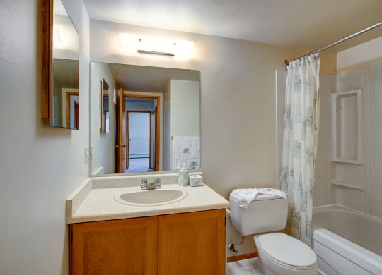 Gateway Square Apartment Homes Bathroom with Wooden Flooring Apartments for rent in St. Albert, AB