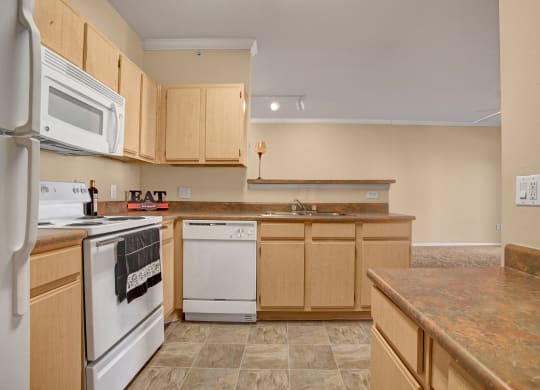Built in Desk and White Appliances