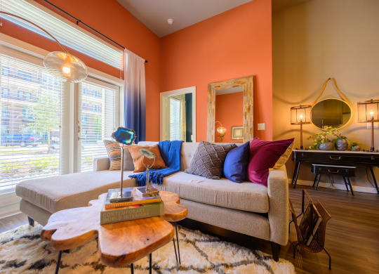 Harmony Luxury Apartments living room area with great natural lighting