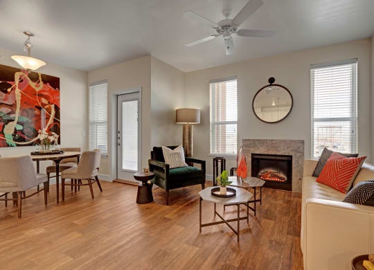 Latitude 31 Living Room with Fireplace Apartment for rent near Midland, TX
