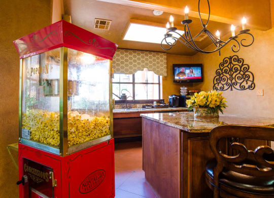 Tuscany at Faudree Resident Kitchen with Popcorn Machine Odessa Midland Texas Apartment
