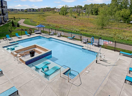 Outdoor pool area at the lafayette apartments, Weidner Real Estate Properties Apartments for rent Fitchburg, WI