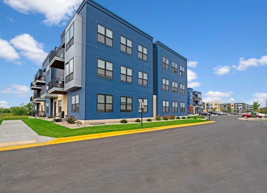 Blue buildings at the lafayette apartments homes, Dean Weidner Investments Apartments for rent Fitchburg, WI