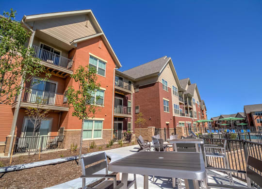 Outside Deck at The Vue at Pinnacle Peak Apartment Homes Apartments in Fitchburg, WI