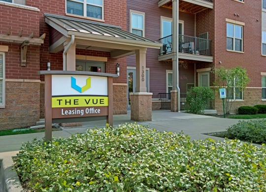 Outside the Leasing Office at The Vue at Pinnacle Peak Apartment Homes Apartments in Fitchburg, WI