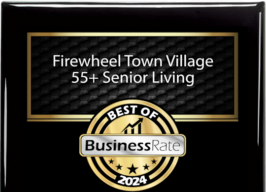 A black and gold award plaque for Firewheel Town Village 55+ Senior Living.